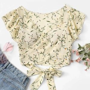 Floral Wrap crop top